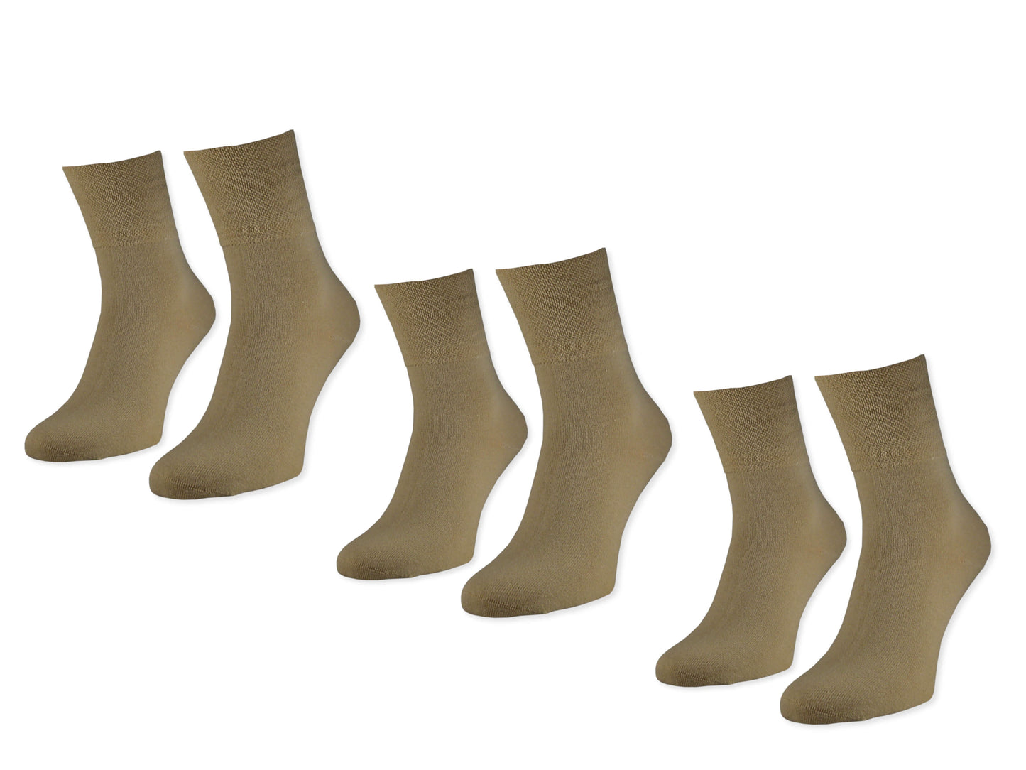 Sechs Paar Diabetikersocken ohne Gummi in verschiedenen Farben, kein Einschneiden, komfortabel und schonend für die Haut.