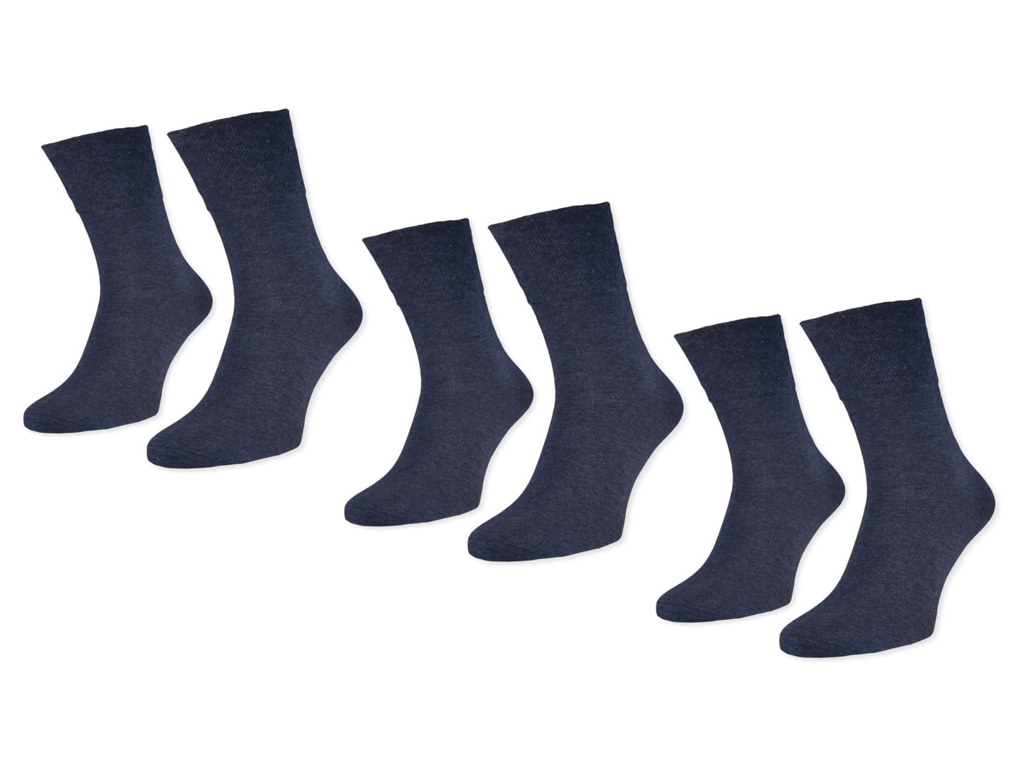 Sechs Paar Diabetikersocken ohne Gummi in verschiedenen Farben, kein Einschneiden.