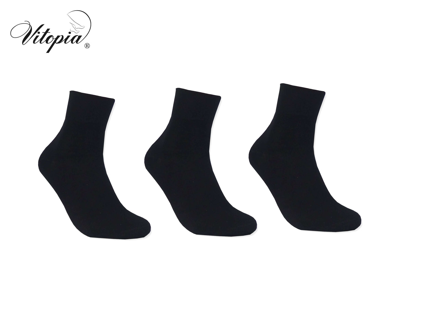 Herren Kurzsocken ohne Gummi 3x Schwarz Baumwolle Herren Kurzsocken Kurzschaft - www.Vitopia-Socken.de